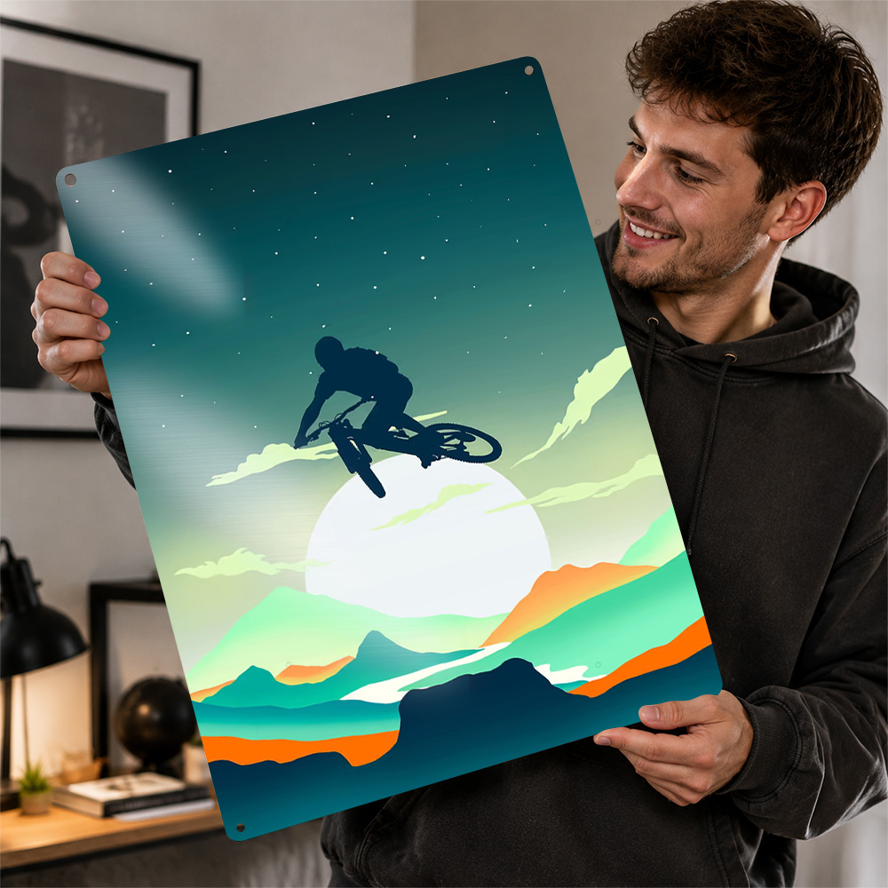 Mountain Biking Europe - Poster Bertekstur Sepeda Gunung, Papan Logam